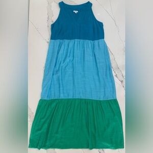 J. Jill Small Women’s Summer Maxi Dress, Blue, Green, Fits like 10**